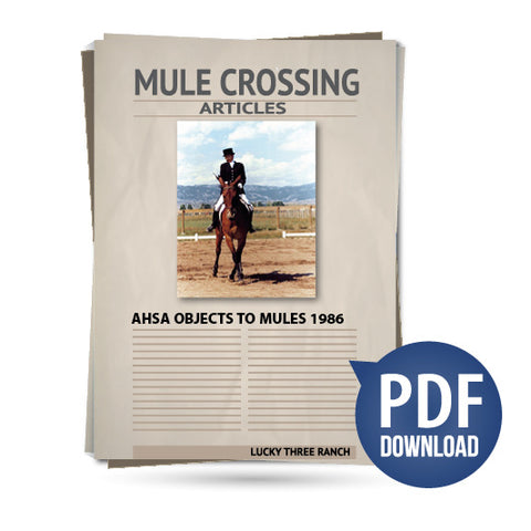 AHSA Objects to Mules 1986